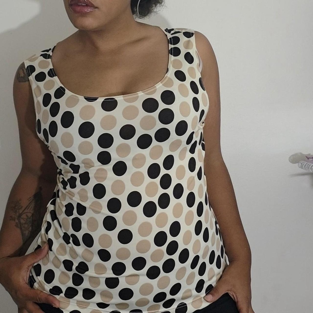 Polka Dot Sleeveless Top - Black and Cream